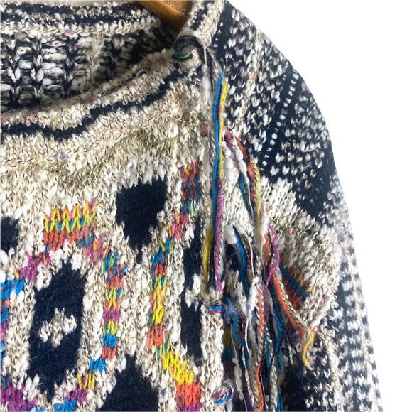 Anthropologie moth colorful side snap sweater with gold thread EUC SZ XS - Picture 9 of 10